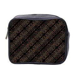 Interlace Stripes Golden Pattern Mini Toiletries Bag (two Sides)