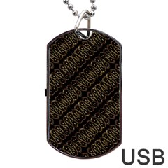 Interlace Stripes Golden Pattern Dog Tag Usb Flash (one Side) by dflcprintsclothing