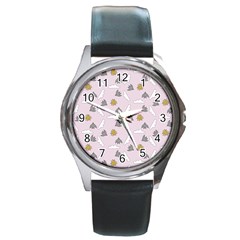 Birds In The Sky  Round Metal Watch