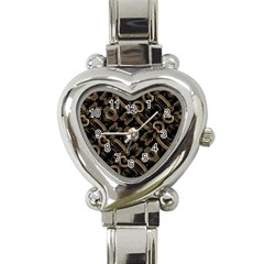 Modern Intricate Print Pattern Heart Italian Charm Watch by dflcprintsclothing