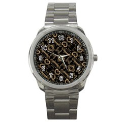 Modern Intricate Print Pattern Sport Metal Watch by dflcprintsclothing