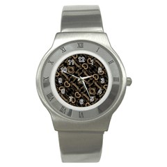 Modern Intricate Print Pattern Stainless Steel Watch