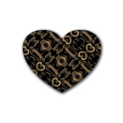 Modern Intricate Print Pattern Rubber Coaster (heart) 