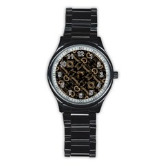 Modern Intricate Print Pattern Stainless Steel Round Watch by dflcprintsclothing