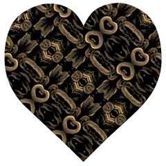 Modern Intricate Print Pattern Wooden Puzzle Heart by dflcprintsclothing