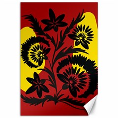 Folk Flowers Print Canvas 12  X 18  by Eskimos