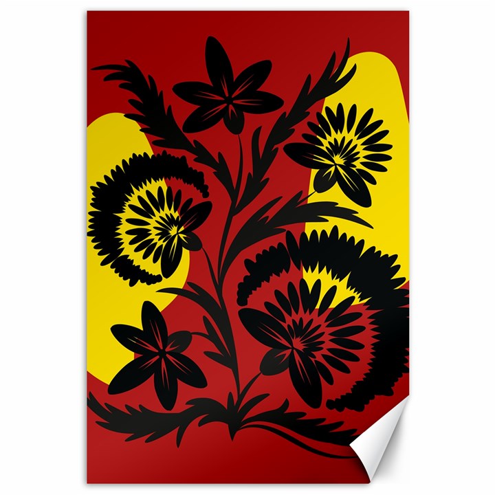 Folk flowers print Canvas 12  x 18 