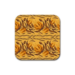 Folk Flowers Rubber Coaster (square)  by Eskimos