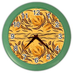 Folk Flowers Color Wall Clock by Eskimos