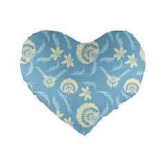 Blue Fantasy Standard 16  Premium Flano Heart Shape Cushions by Eskimos