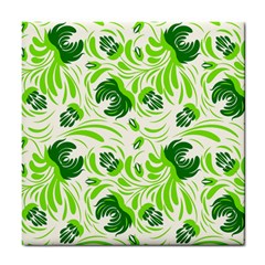 Green Leaves Tile Coaster by Eskimos