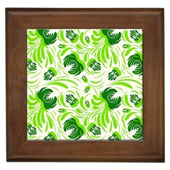 Green Leaves Framed Tile by Eskimos