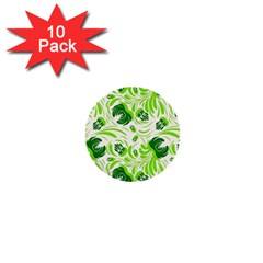 Green Leaves 1  Mini Buttons (10 Pack)  by Eskimos