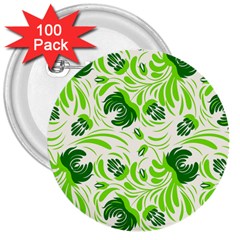 Green Leaves 3  Buttons (100 Pack)  by Eskimos