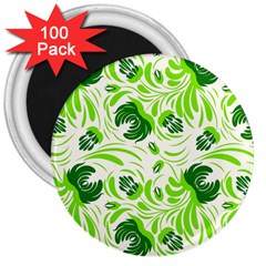 Green Leaves 3  Magnets (100 Pack) by Eskimos