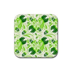 Green Leaves Rubber Coaster (square)  by Eskimos