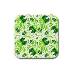 Green Leaves Rubber Square Coaster (4 Pack)  by Eskimos