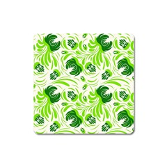 Green Leaves Square Magnet by Eskimos