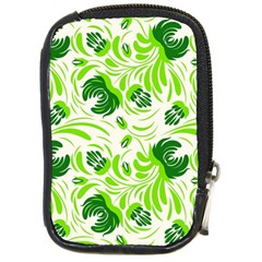 Green Leaves Compact Camera Leather Case by Eskimos