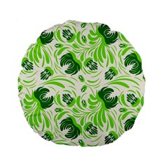 Green Leaves Standard 15  Premium Flano Round Cushions by Eskimos