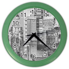 Aerial View Montevideo Uruguay Color Wall Clock by dflcprintsclothing