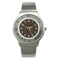 Modern Geometric Ornate Pattern Stainless Steel Watch