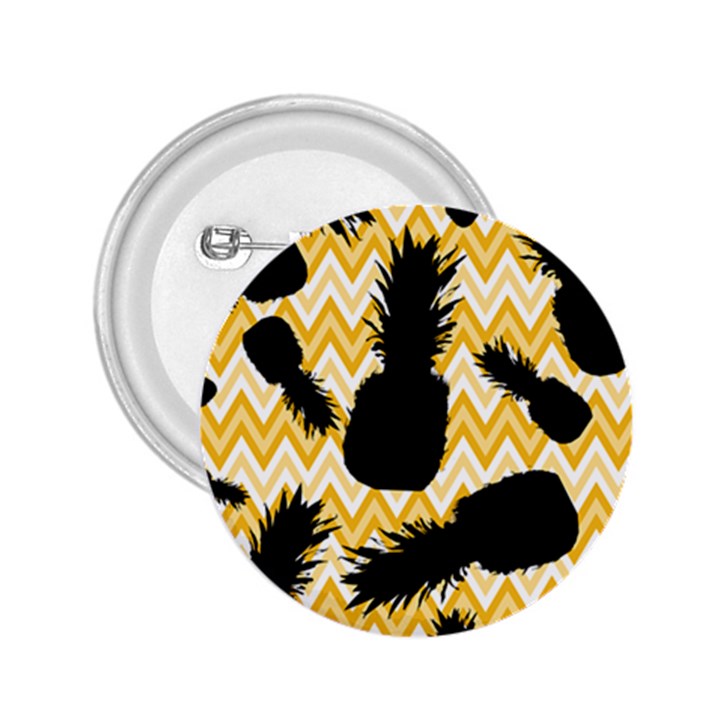 Ananas Chevrons Noir/Jaune 2.25  Buttons