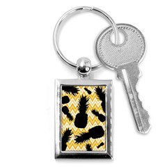 Ananas Chevrons Noir/jaune Key Chain (rectangle) by kcreatif