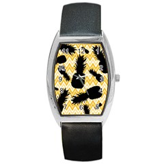 Ananas Chevrons Noir/jaune Barrel Style Metal Watch by kcreatif