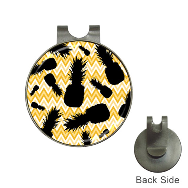 Ananas Chevrons Noir/Jaune Hat Clips with Golf Markers