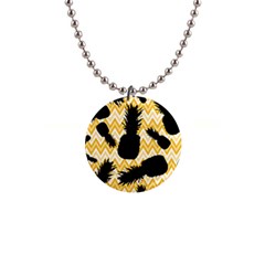 Ananas Chevrons Noir/jaune 1  Button Necklace by kcreatif