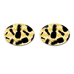 Ananas Chevrons Noir/jaune Cufflinks (oval) by kcreatif