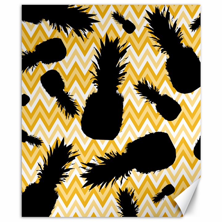 Ananas Chevrons Noir/Jaune Canvas 8  x 10 