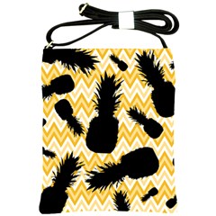 Ananas Chevrons Noir/jaune Shoulder Sling Bag by kcreatif