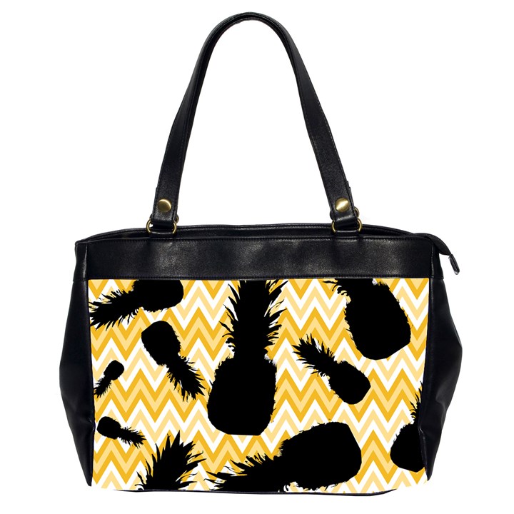 Ananas Chevrons Noir/Jaune Oversize Office Handbag (2 Sides)