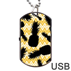 Ananas Chevrons Noir/jaune Dog Tag Usb Flash (one Side) by kcreatif