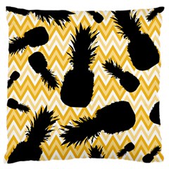 Ananas Chevrons Noir/jaune Large Cushion Case (two Sides) by kcreatif