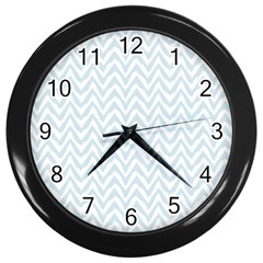 Chevrons Bleu Clair/blanc Wall Clock (black) by kcreatif