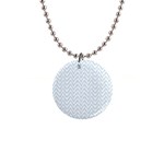 Chevrons Bleu clair/Blanc 1  Button Necklace Front