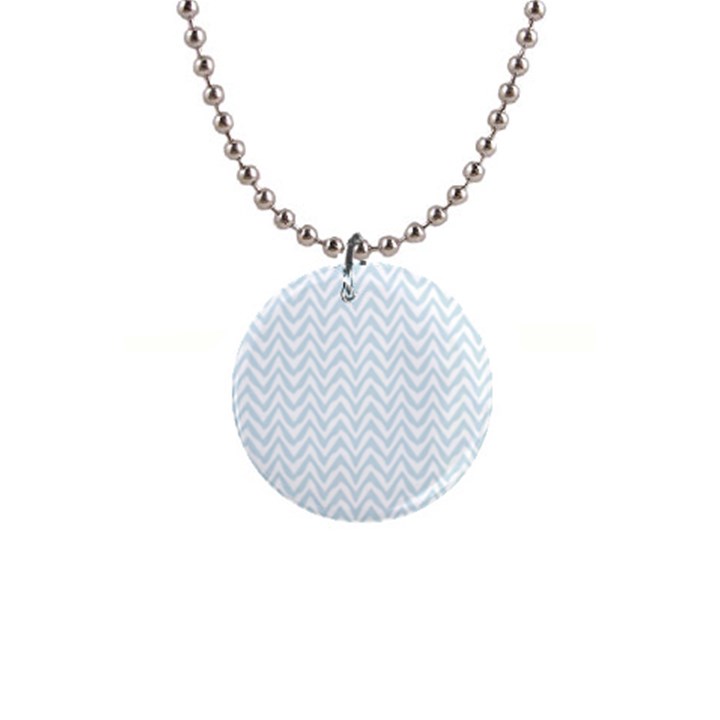 Chevrons Bleu clair/Blanc 1  Button Necklace