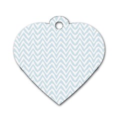 Chevrons Bleu Clair/blanc Dog Tag Heart (one Side) by kcreatif