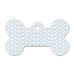 Chevrons Bleu Clair/blanc Dog Tag Bone (one Side) by kcreatif