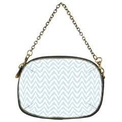 Chevrons Bleu Clair/blanc Chain Purse (one Side) by kcreatif