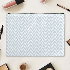 Chevrons Bleu Clair/blanc Cosmetic Bag (xl) by kcreatif