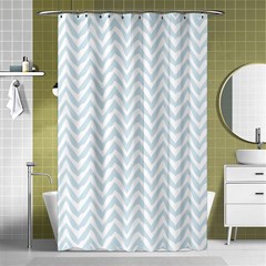 Chevrons Bleu Clair/blanc Shower Curtain 48  X 72  (small)  by kcreatif