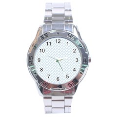 Chevrons Bleu Clair/blanc Stainless Steel Analogue Watch by kcreatif