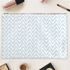 Chevrons Bleu Clair/blanc Cosmetic Bag (xxl) by kcreatif