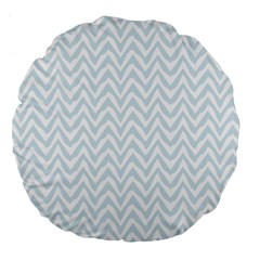 Chevrons Bleu Clair/blanc Large 18  Premium Round Cushions by kcreatif