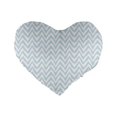 Chevrons Bleu Clair/blanc Standard 16  Premium Heart Shape Cushions by kcreatif