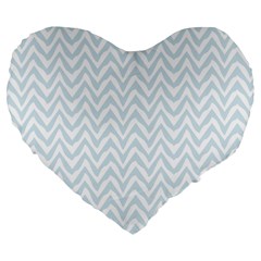 Chevrons Bleu Clair/blanc Large 19  Premium Heart Shape Cushions by kcreatif